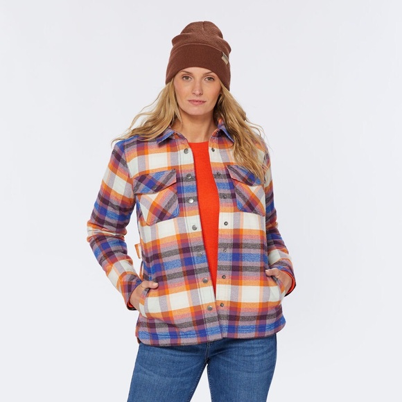 Duluth trading Co Folklore Flannel Insulated Shirt Jacket size Small nwt - Picture 1 of 4